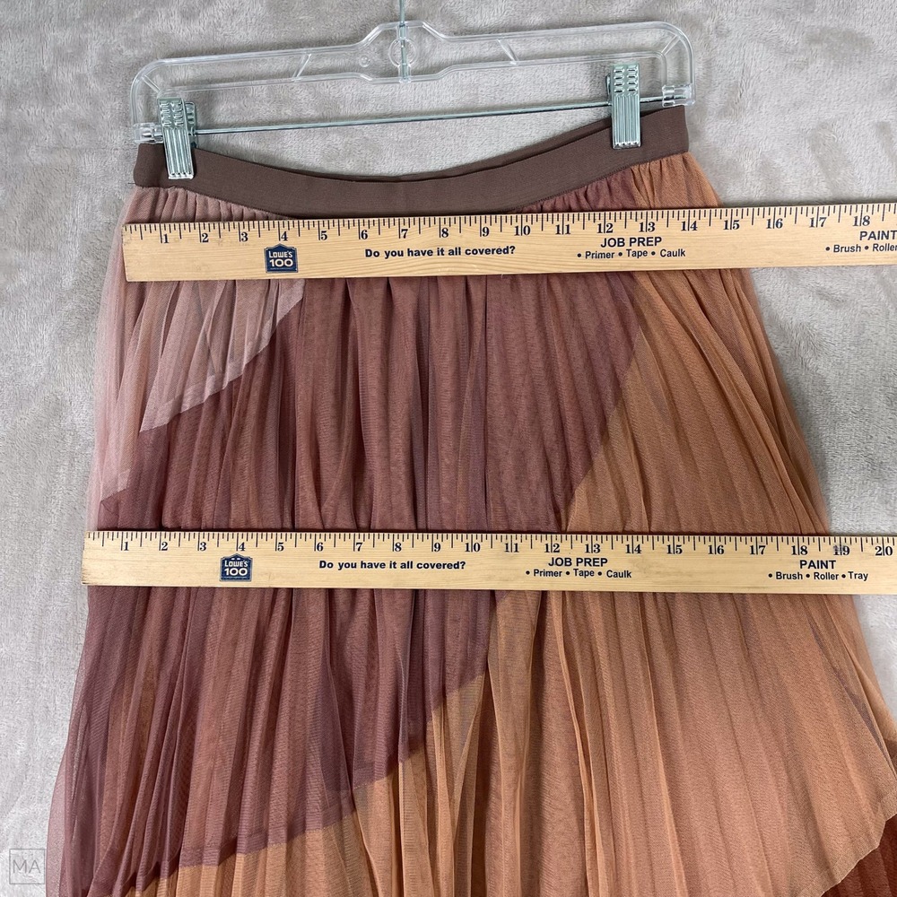 DR2 Women's Skirt Midi Neutral Coquette Tulle Fairy Pleated Feminine M Brown - Picture 3 of 6